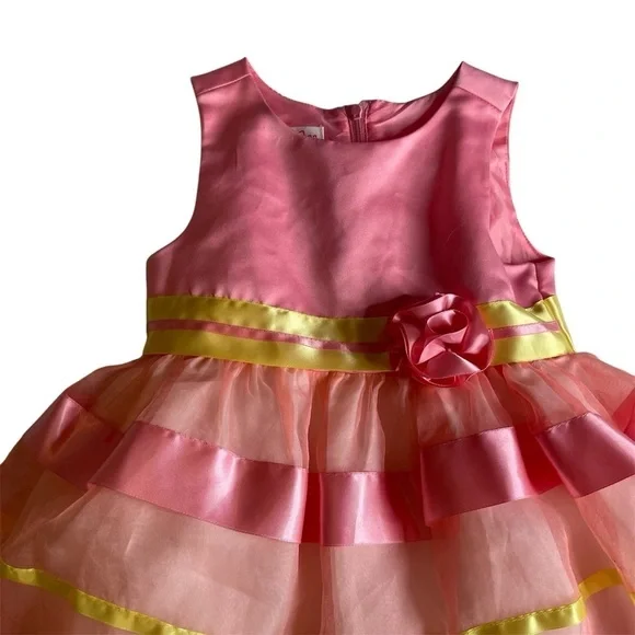 Girls 2 dress bundle Pink and Yellow Layered Dress size 4 & 5 - Picture 3 of 14